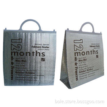 Insulated Cooler Bag with Plastic Handle, Material is EPE Foam and Aluminum Foil